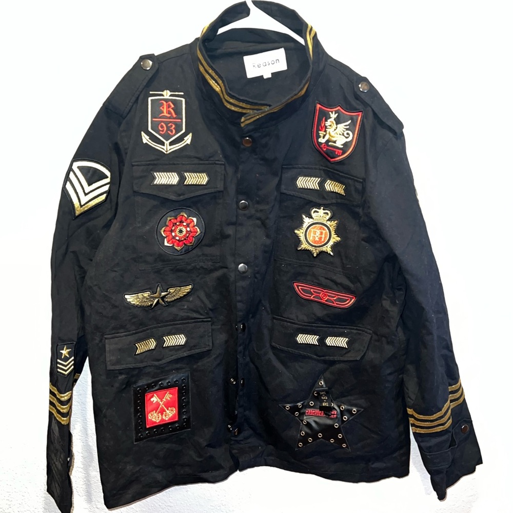 XXL Black military Reason jacket with patches